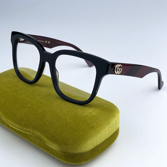 NEW Gucci GG0958O 008 Black Burgundy Square Unisex Eyeglasses